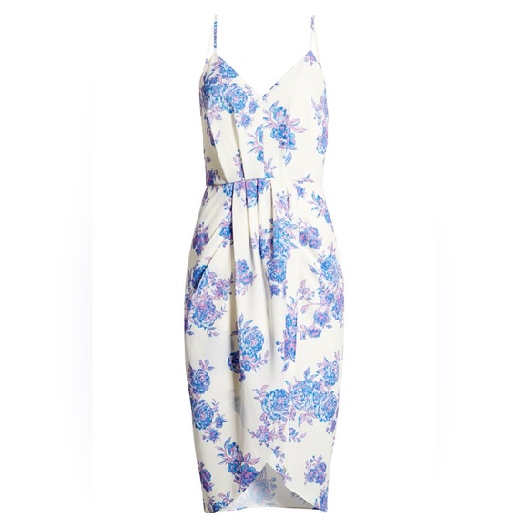 Chelsea 28 Sleeveless Faux Wrap Dress in Ivory Garden - Picture 2 of 14